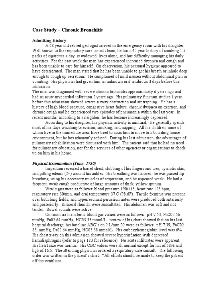 Chronic Bronchitis Case Study Analysis | PDF | Wellness