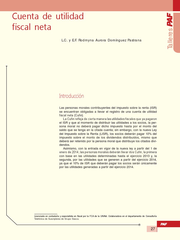 Cufin y Ley ISR: Guía 2014 | PDF | Dividendo | Impuesto sobre la renta