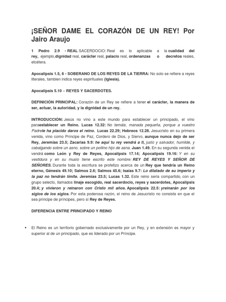 ¡señor Dame El Corazón De Un Rey Por Jairo Araujo David