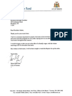 Mayor Ford Letter To President Adams