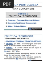 Módulo 03 - Aula 001 - Fonética Fonologia - Grafemas Fonemas Dígrafos Dífonos