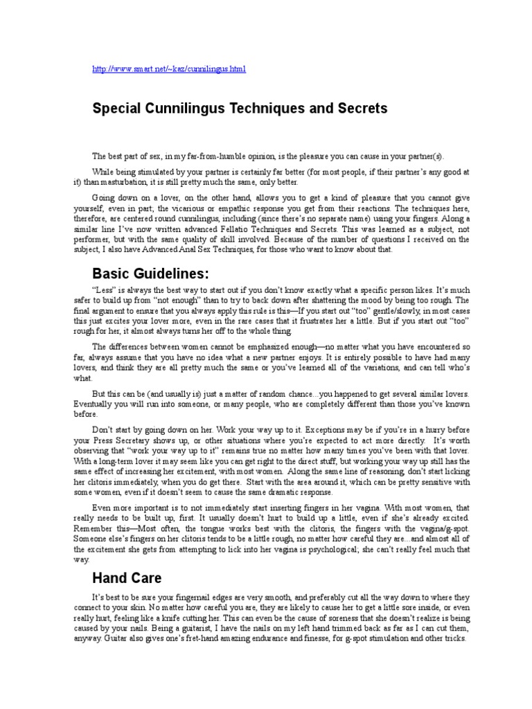Special Cunnilingus Techniques and Secrets PDF Orgasm Clitoris — free download