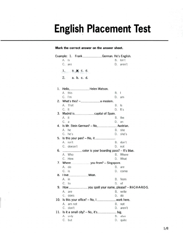 English Placement Test