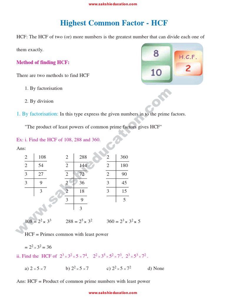 Higest Common Factor HCF Litre Factorization Free 30 day Trial 