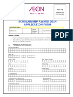 Application Form AEON Malaysia Scholarship Awards 2014