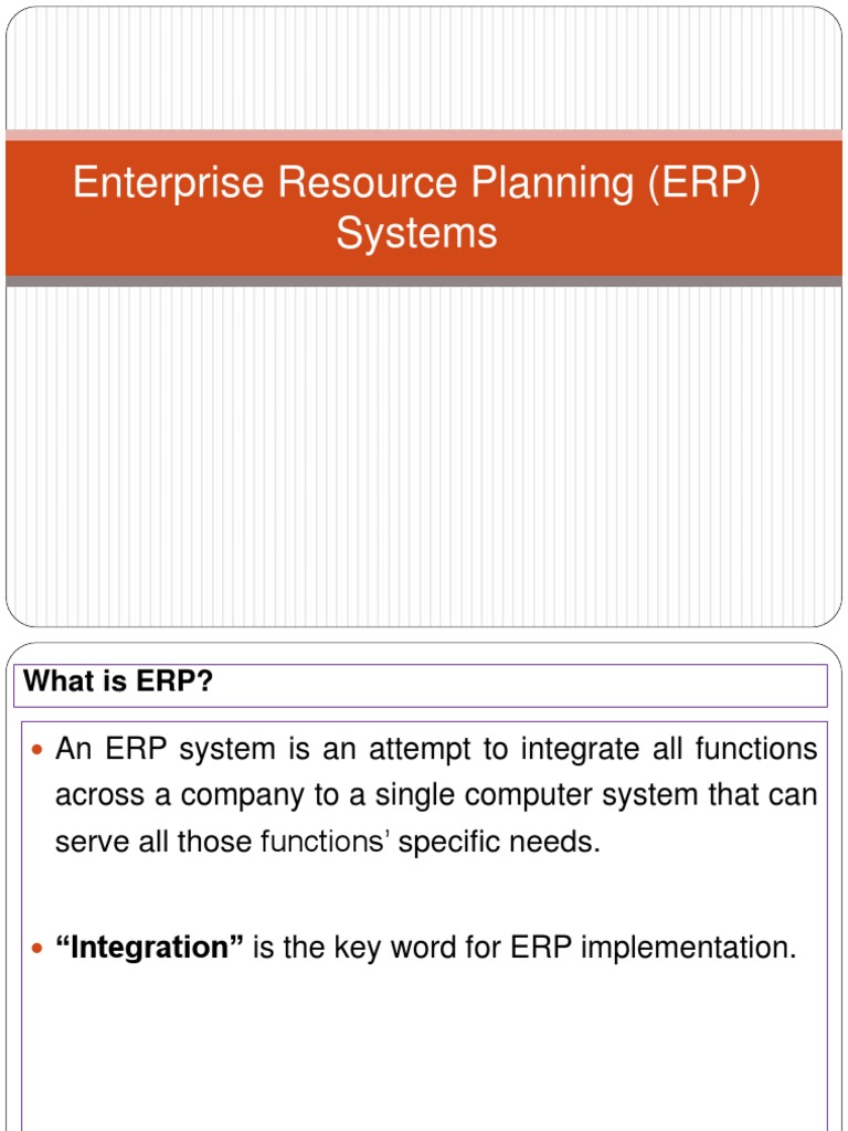 Understanding ERP Systems and Benefits | PDF | Enterprise Resource ...