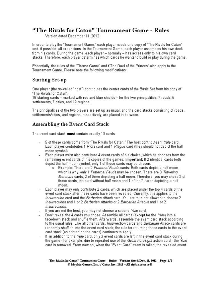 Rfc Tournament Game Playing Cards Games Of Mental Skill