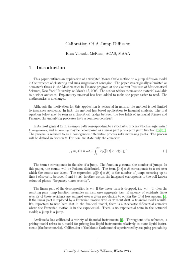 Calibration of A Jump Di Fussion | PDF | Stochastic Process | Temperature
