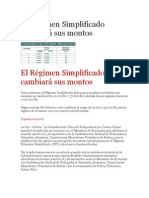 El Regimen Simplificado Cambiará Sus Montos