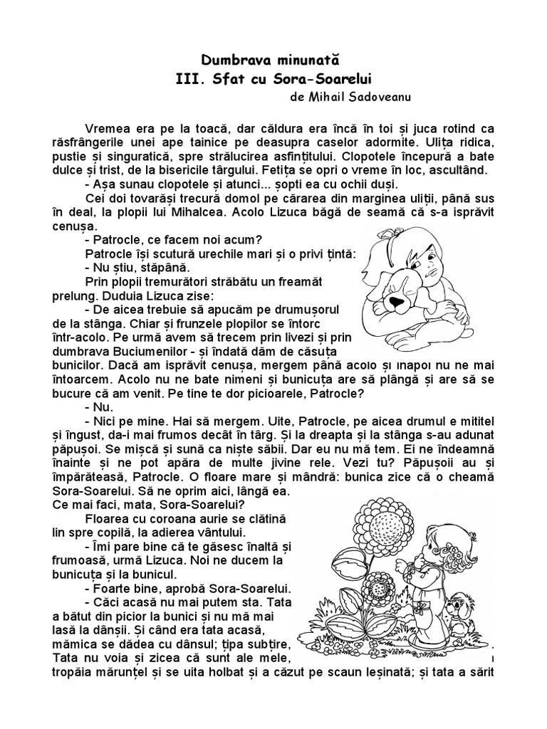 Dumbrava Minunata Poveste Fisa - Dumbrava Minunata, Lectura (Completare) | PDF