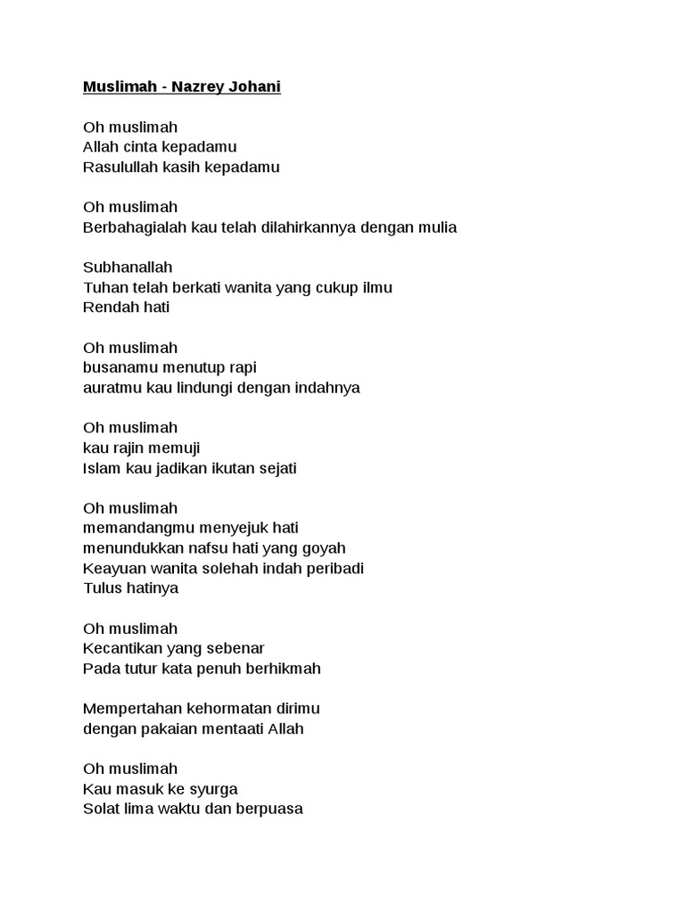 Lirik Lagu Nasyid Pdf