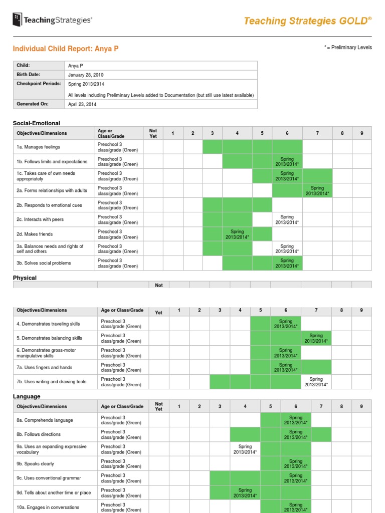 Individual Child Report | PDF | Preschool | Semiotics