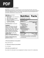 Food Label Assignment