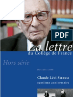 LÉVI-STRAUSS, Claude. La Lettre Du Collège de France. 2008.