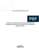 Potencial de Produção de Biogás Em Uma Estação de Tratamento de Esgoto de Cascavel Para Geração de Energia Eletrica