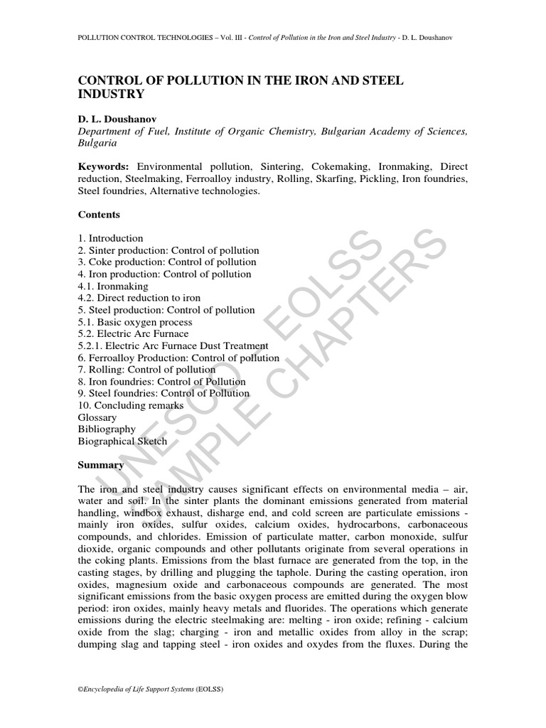Control Pollution in Iron and Steel Industry | PDF