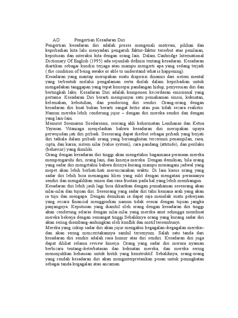 Pengertian Kesadaran Diri Adalah Proses Mengenali Motivasi