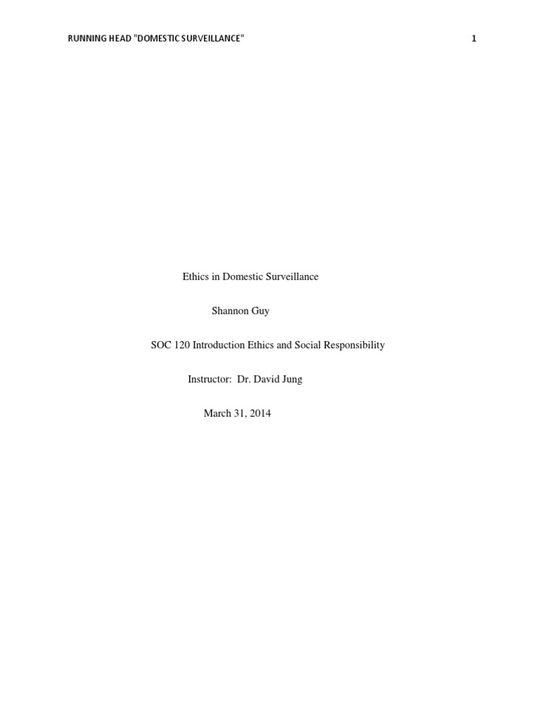 Ethics in Domestic Surveillance PDF Surveillance National
