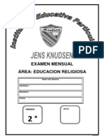 Examen Mensual Área: Educacion Religiosa: I.E.P. "Jens Knudsen"