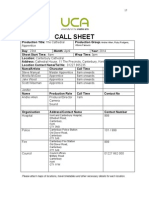 Day 3 Call Sheet