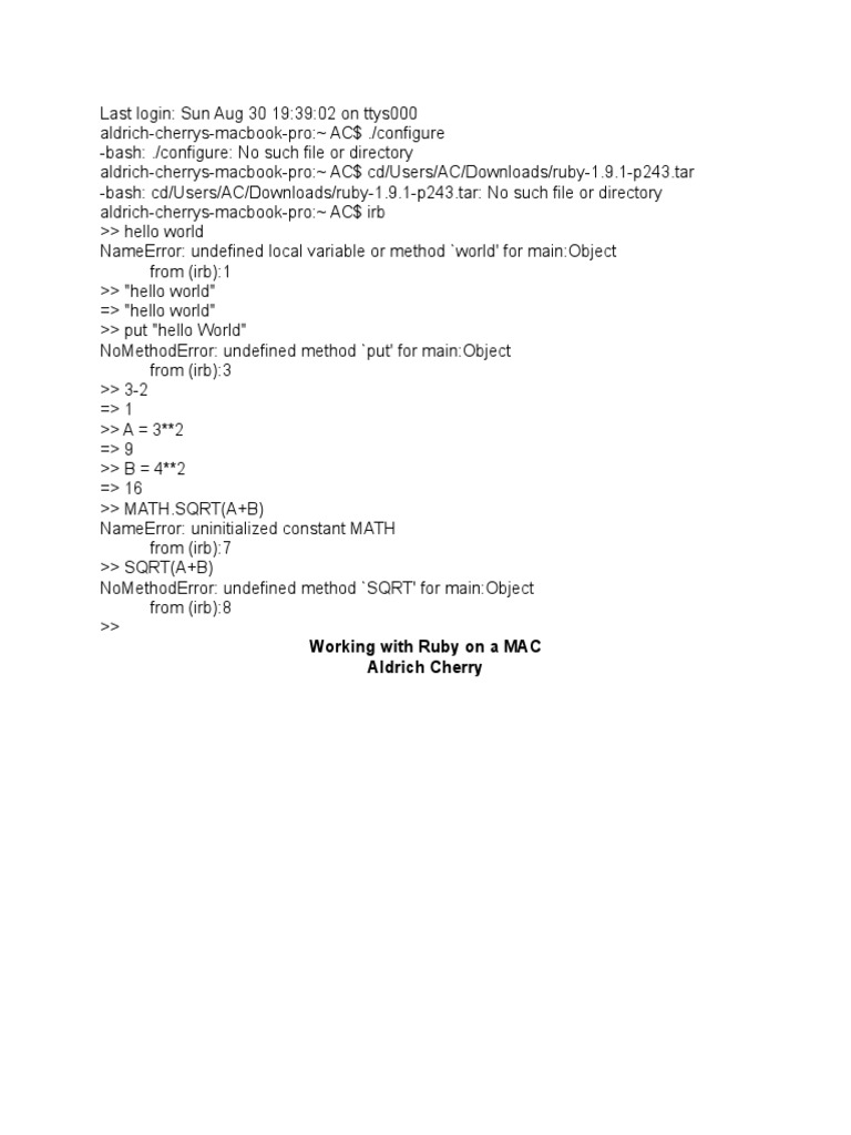 Troubleshooting Ruby on Mac | PDF