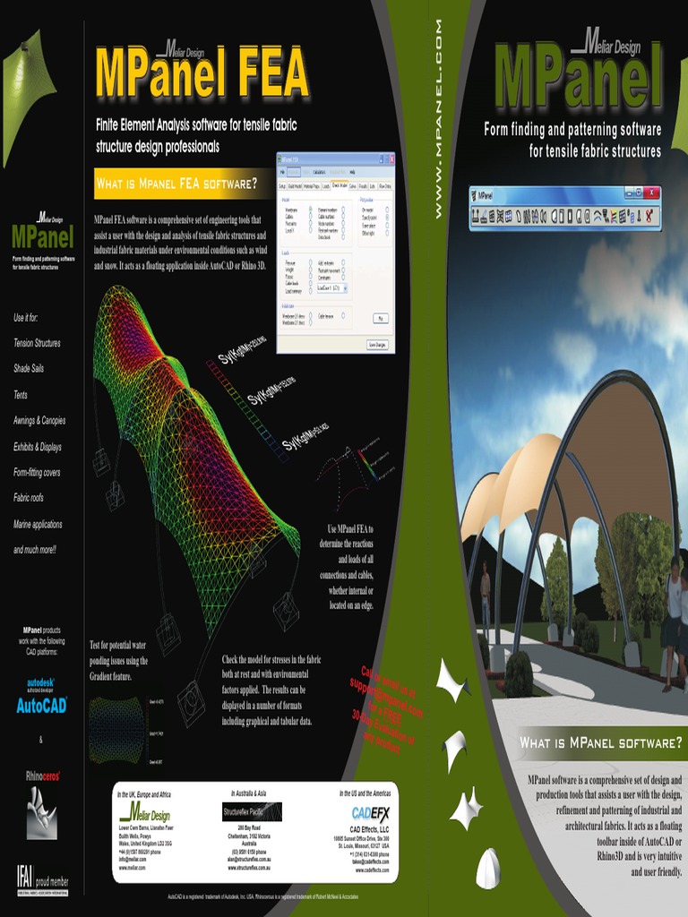 MPanel: Tensile Fabric Design Software | PDF | Auto Cad | Autodesk