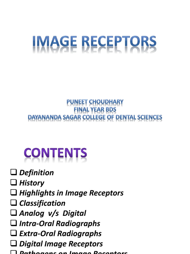 Image Receptors For Dental Radiology Seminar Radiography Charge