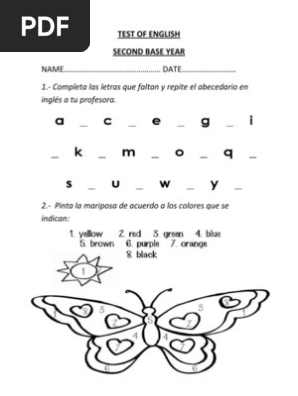 Prueba De Inglés Segundo Basico Colores Abecedariodocx