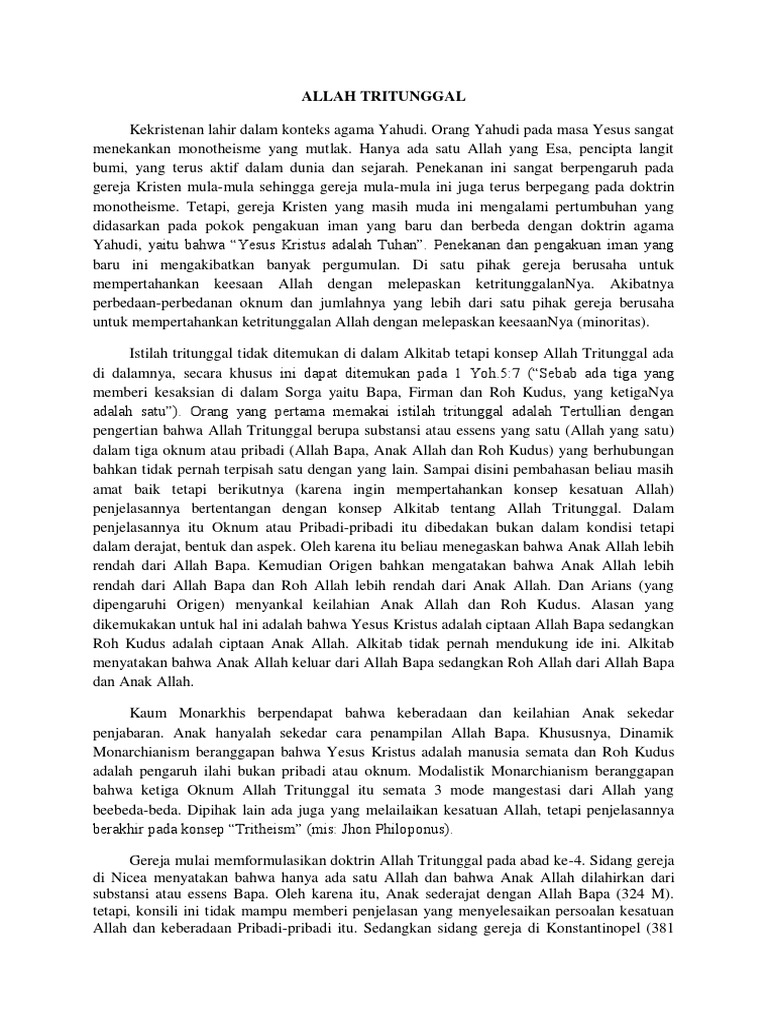 Doktrin Allah Tritunggal Lengkap