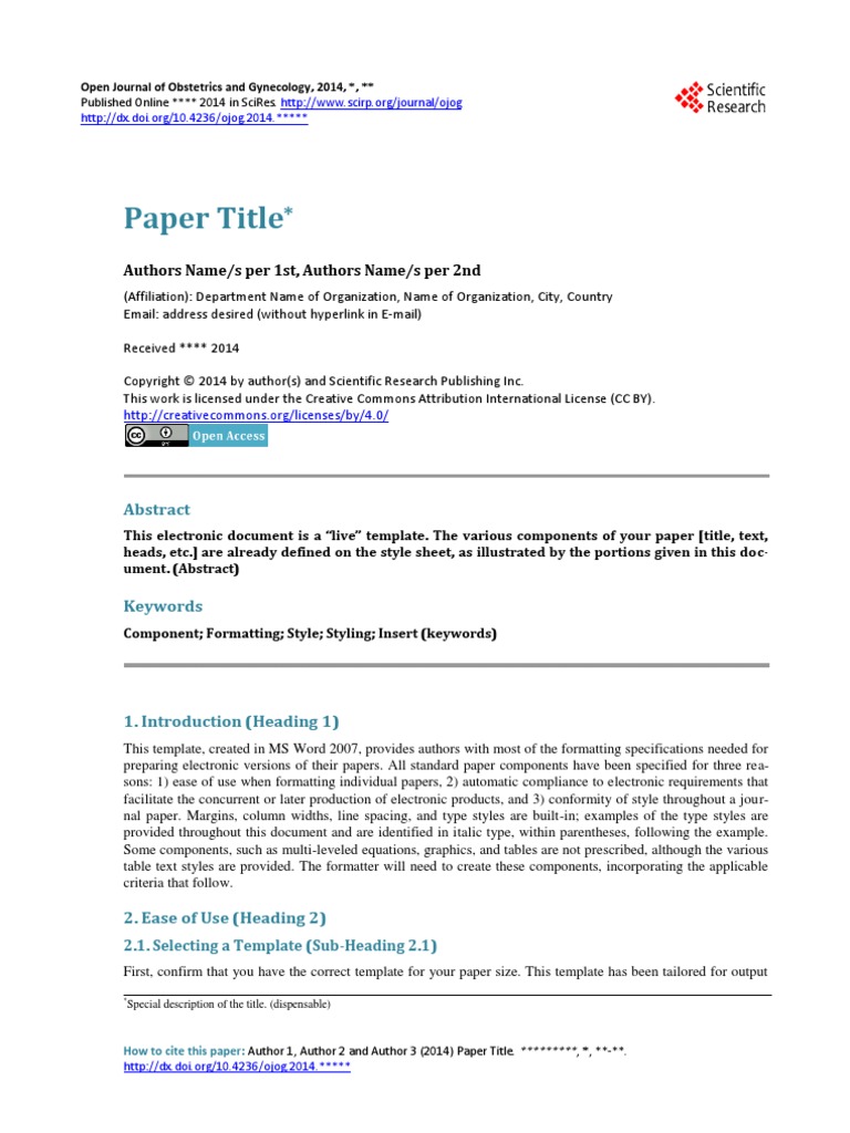 OJOG Template | PDF | Citation | Note (Typography)