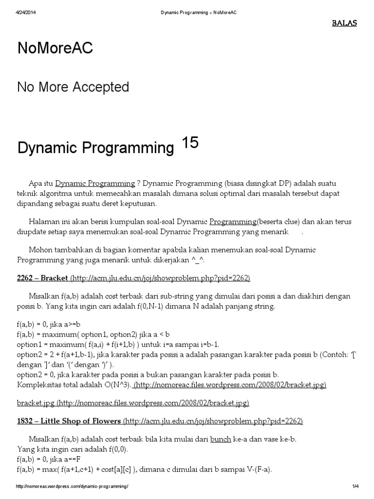 Panduan Teknik Dynamic Programming | PDF