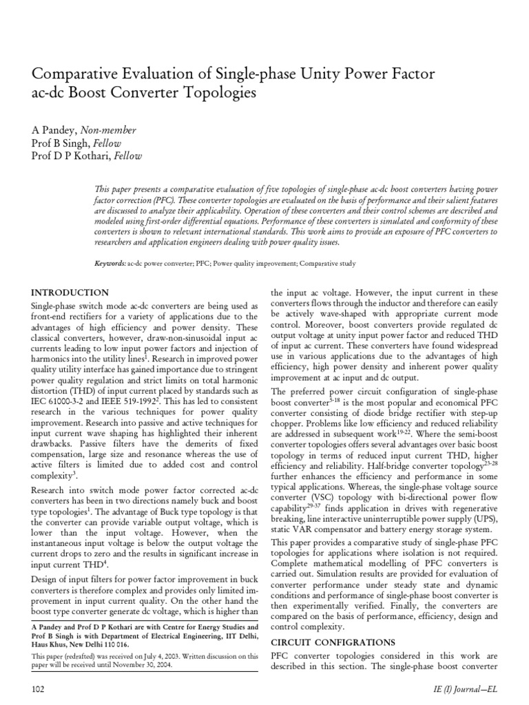 Comparative Study of PFC Boost Converters | PDF | Rectifier | Direct ...