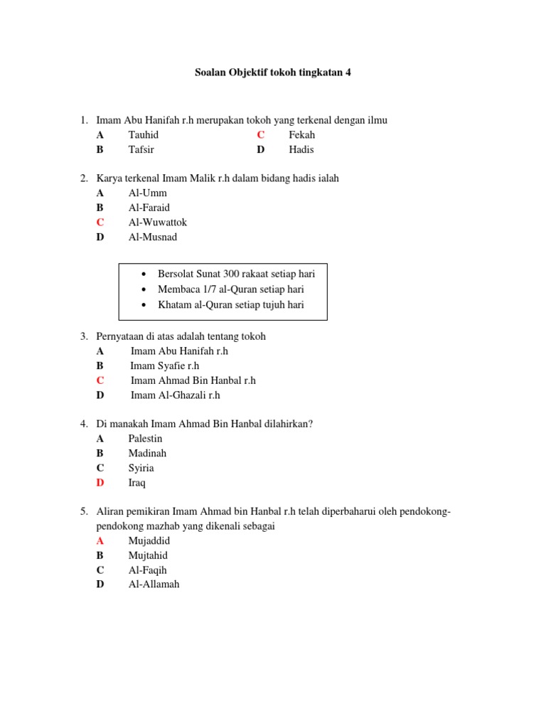 Soalan Objektif Tokoh Tingkatan 4 Pdf