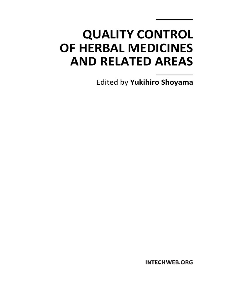 Quality Control of Herbal Medicines and Related Areas PDF