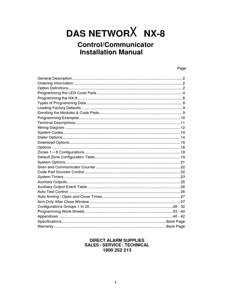NX-8 Install Manual | PDF | Telephone Number | Telephone