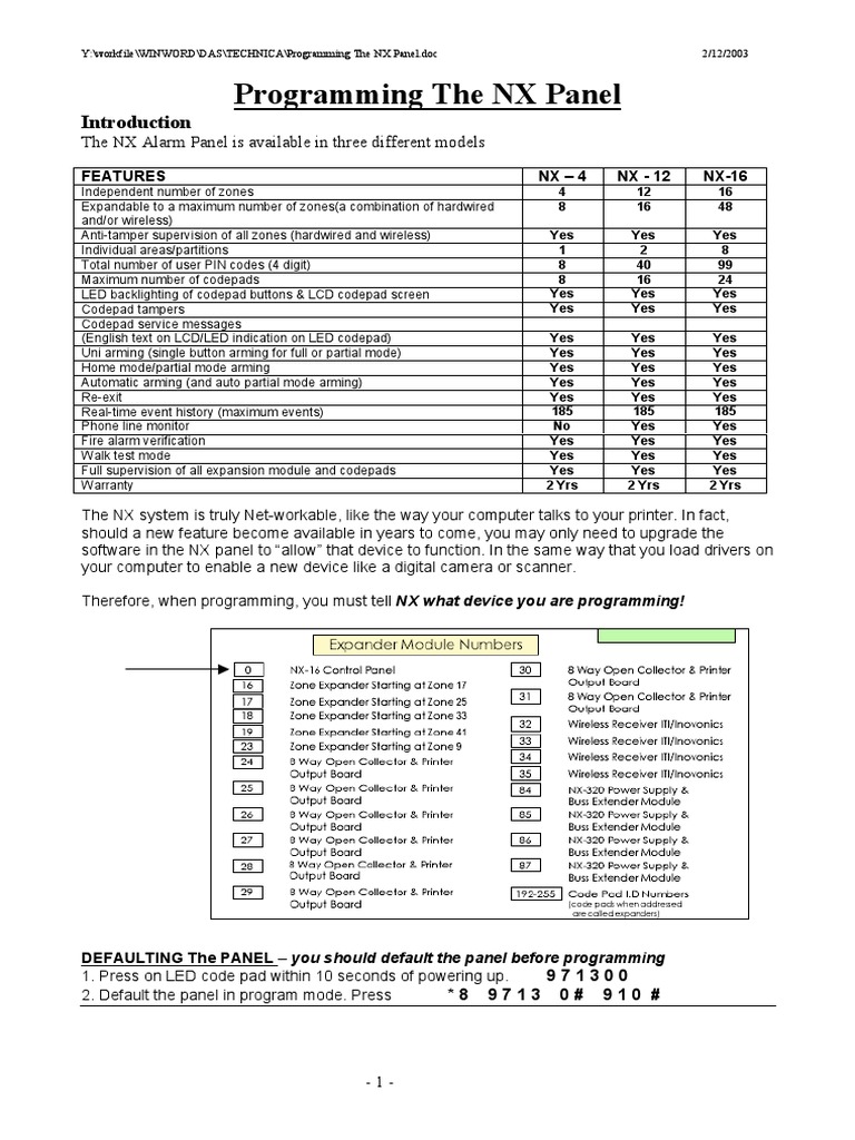 NX Panel Programming Guide | PDF | Digital Technology | Computer ...