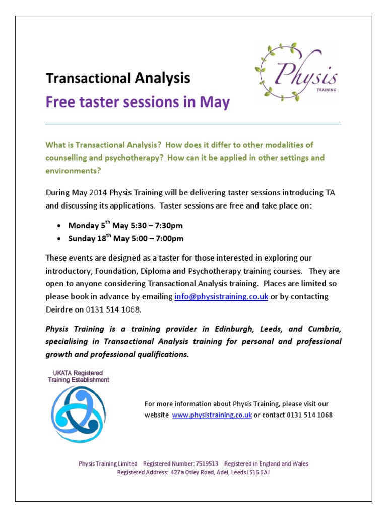 Free Transactional Analysis Taster Sessions | PDF | Career & Growth