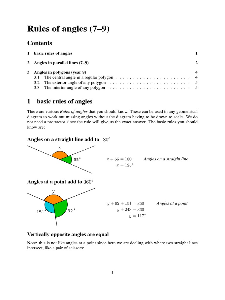 Write up of all angle rules polygon triangle