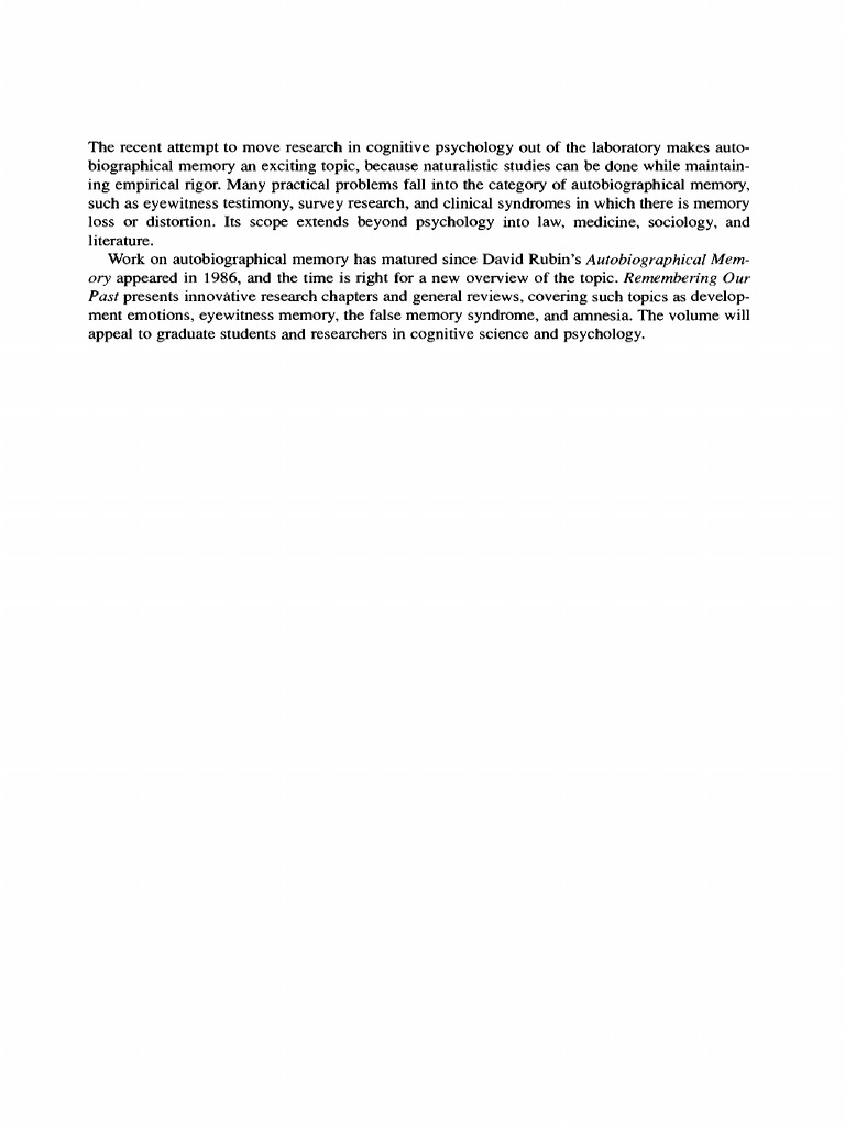 Remembering Our Past | PDF | Recall (Memory) | Memory