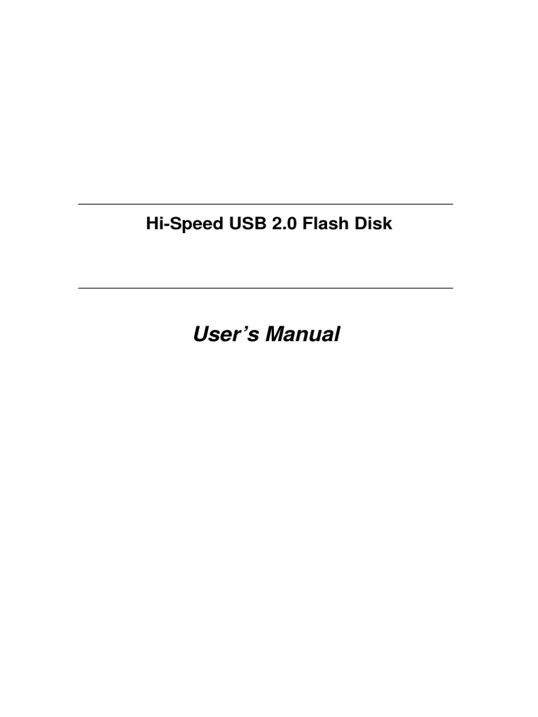 User's Manual HiSpeed USB 2.0 Flash Disk PDF Usb Flash Drive Device Driver