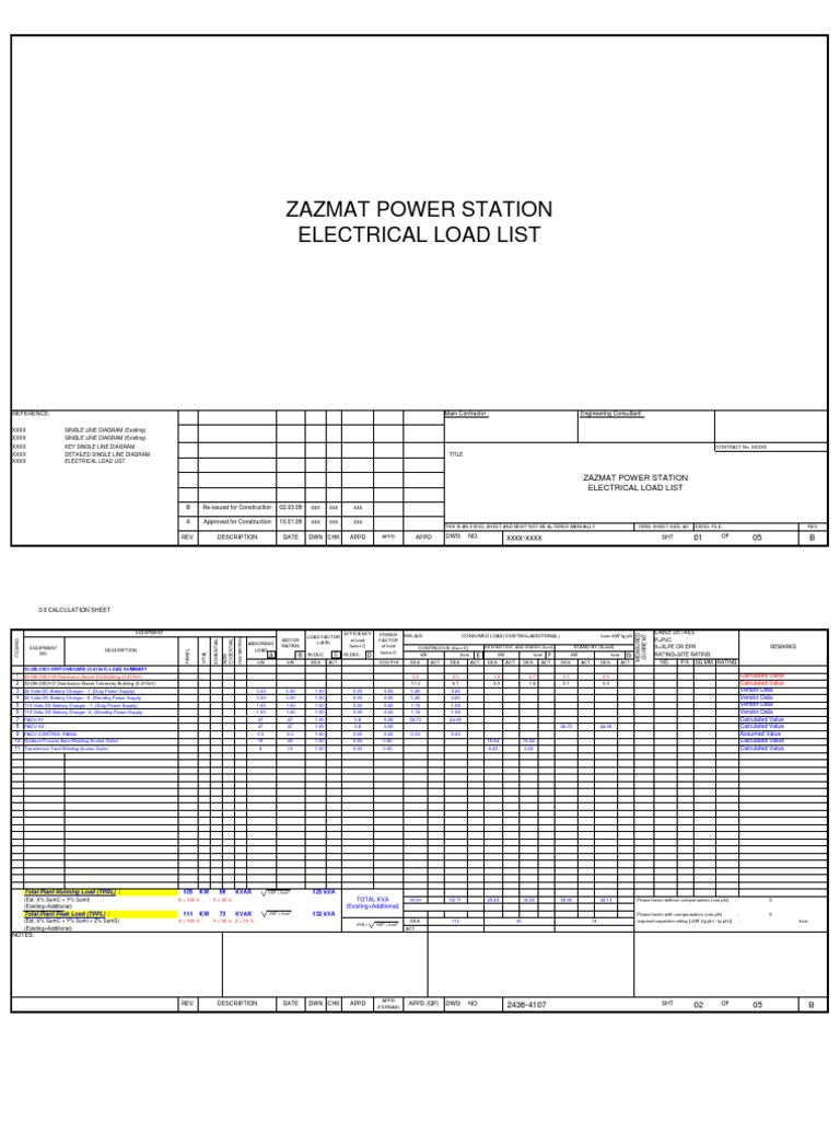 Excel Sheet Load List Power Supply Engineering