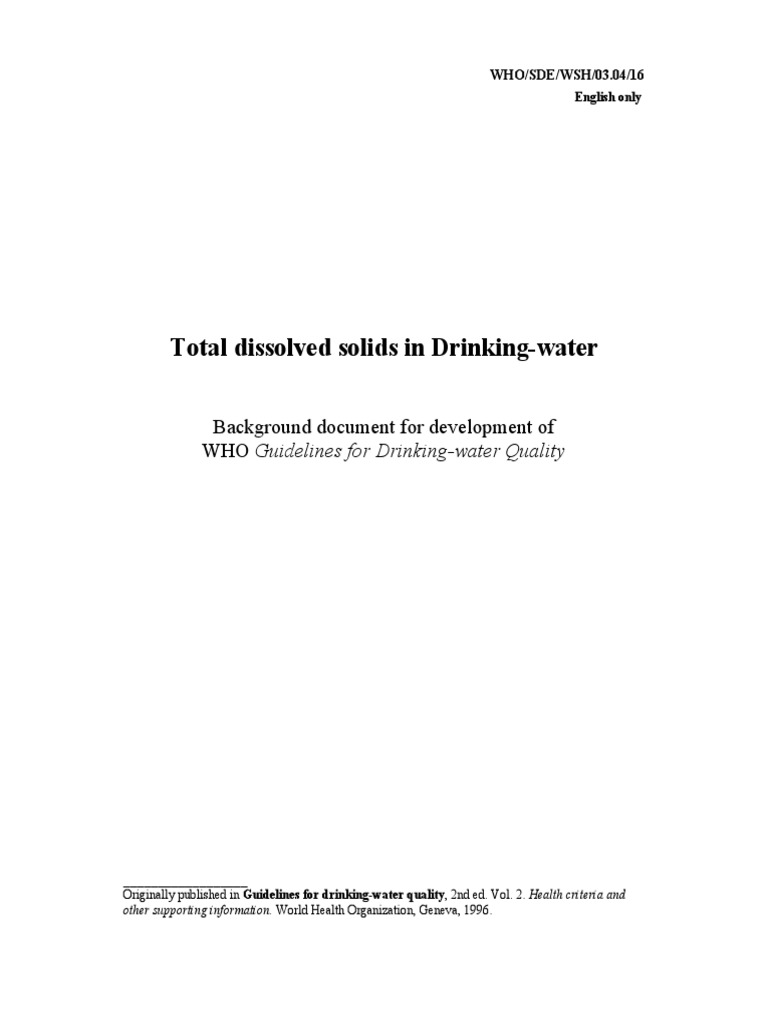 Total Dissolved Solids ELKEN PDF Magnesium Drinking Water