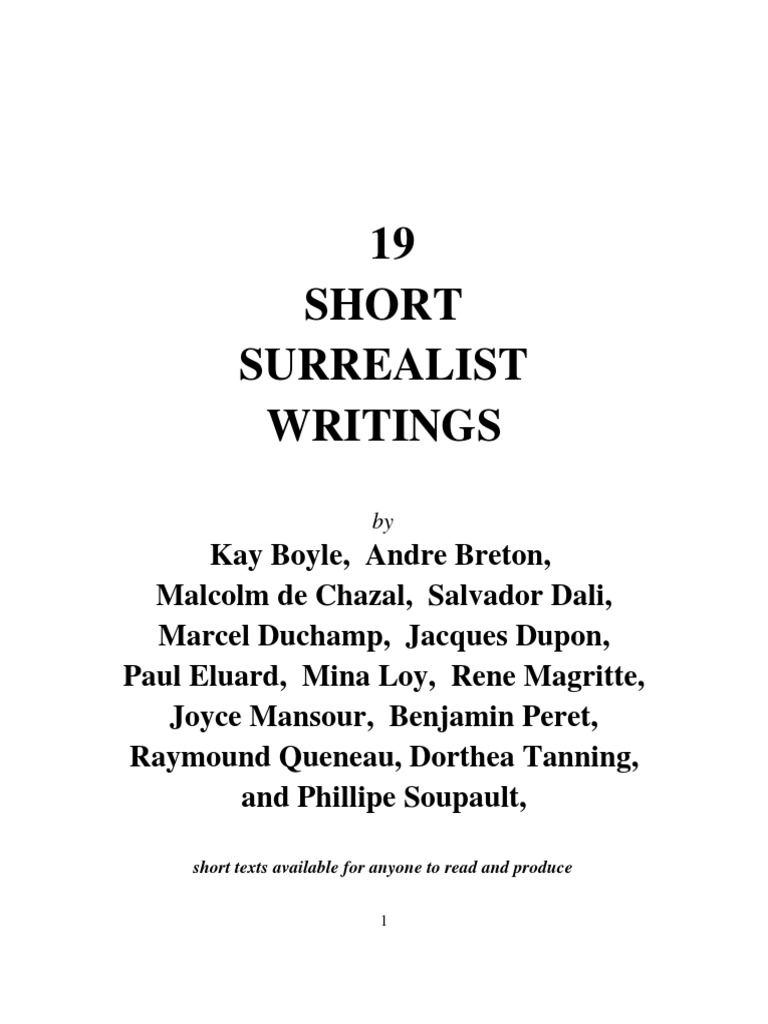 19 Short Surrealist Writings PDF Surrealism Nature