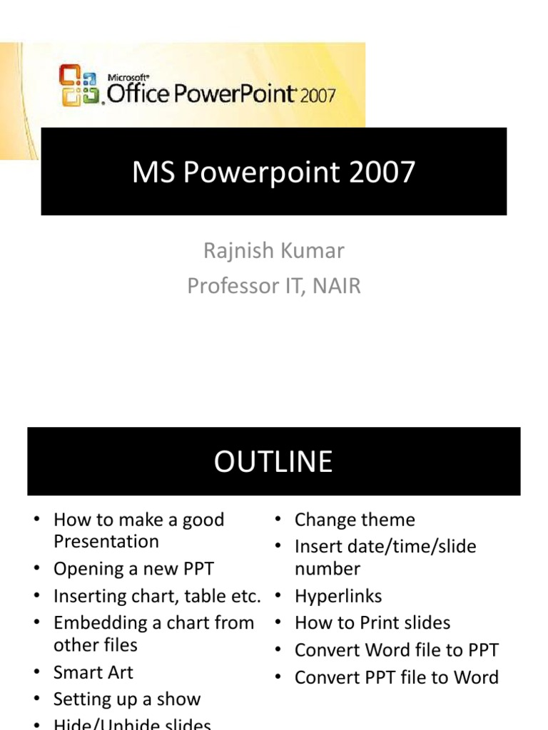 PowerPoint 2007 Presentation Guide | PDF | Microsoft Word | Microsoft ...