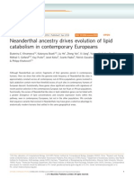 ARTICLE - Neanderthal Ancestry Drives Evolution of Lipid Catabolism in Contemporary Europeans (2014)