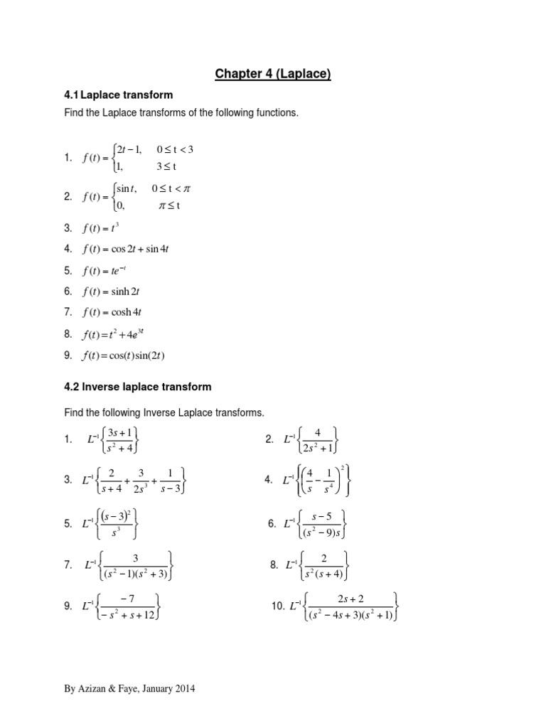 Chapter 4 Exercises | PDF | Laplace Transform | Equations