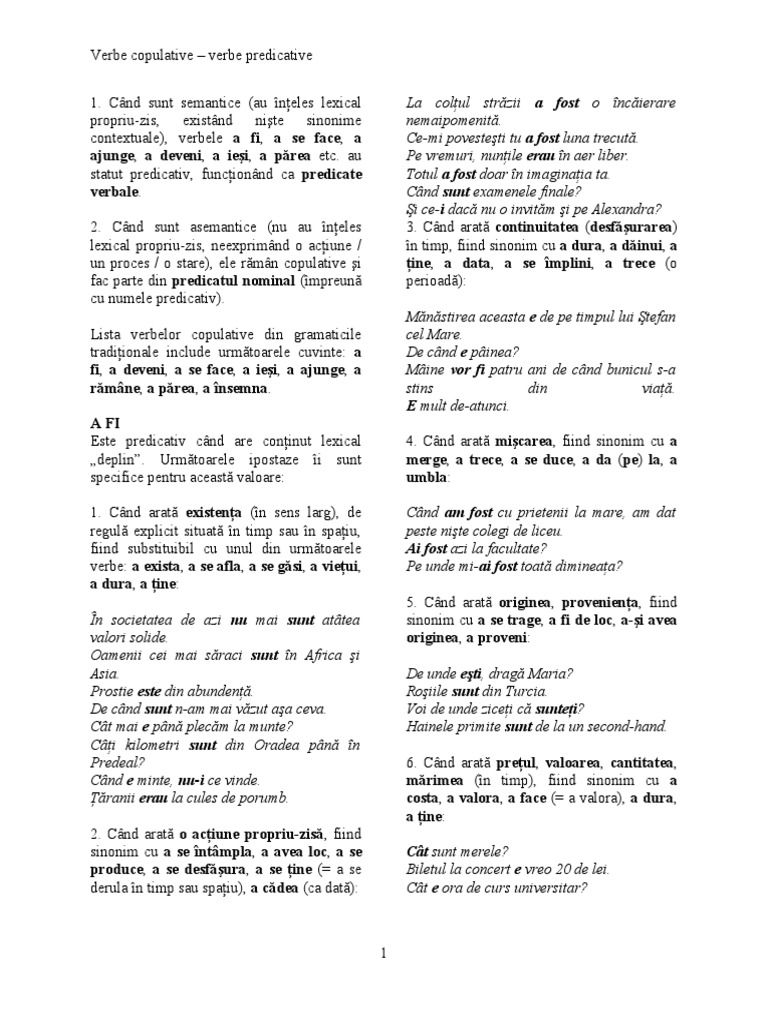 Verbe Copulative - Verbe Predicative | PDF