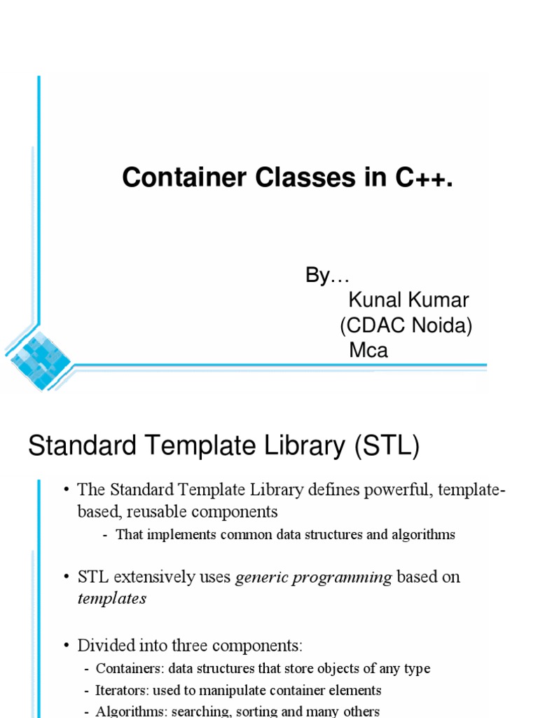 Container Classes in C++ | PDF | Array Data Structure | Algorithms And ...