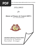 Syllabus For: Master of Finance & Control (MFC)