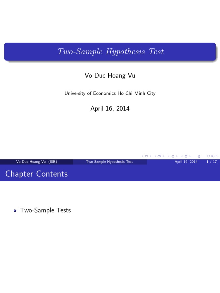 Two-Sample Hypothesis Testing Guide | PDF | Statistical Hypothesis ...